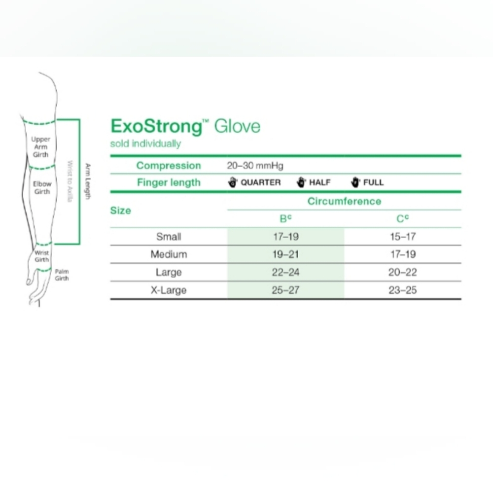 L & R EXO STRONG FLAT KNIT COMPRESSION GLOVE -LG- 20/30 mmHg- FULL FINGER- BEIGE - Picture 6 of 6